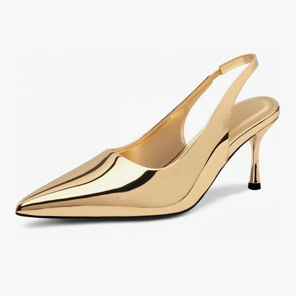 Elegant Gold Slingback Heels Size 6